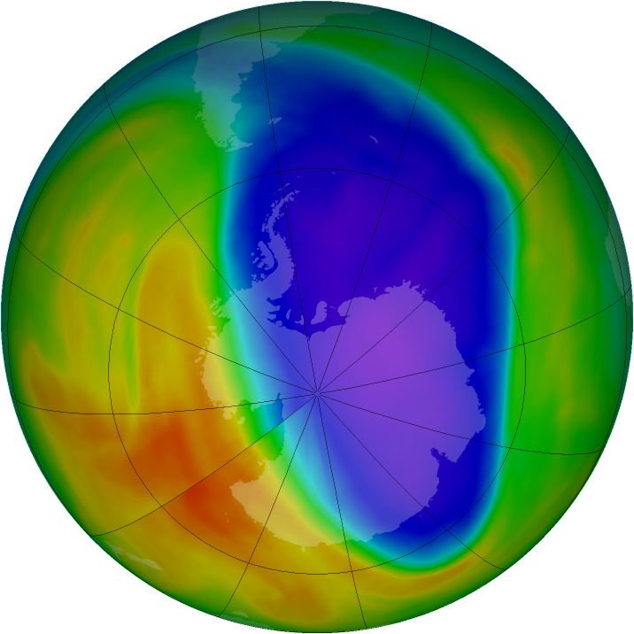 Antarctic ozone map for 10 October 2005